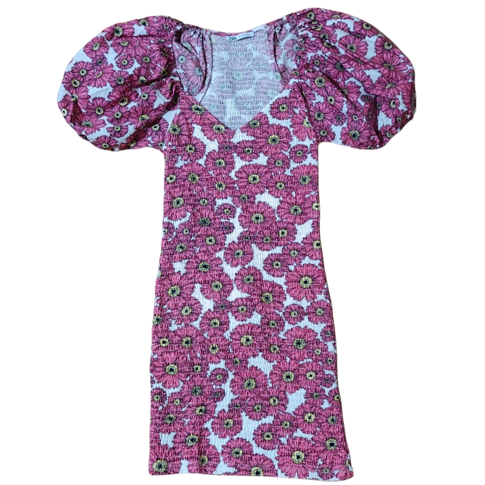 ZARA Floral Puff Sleeve Dress Size S